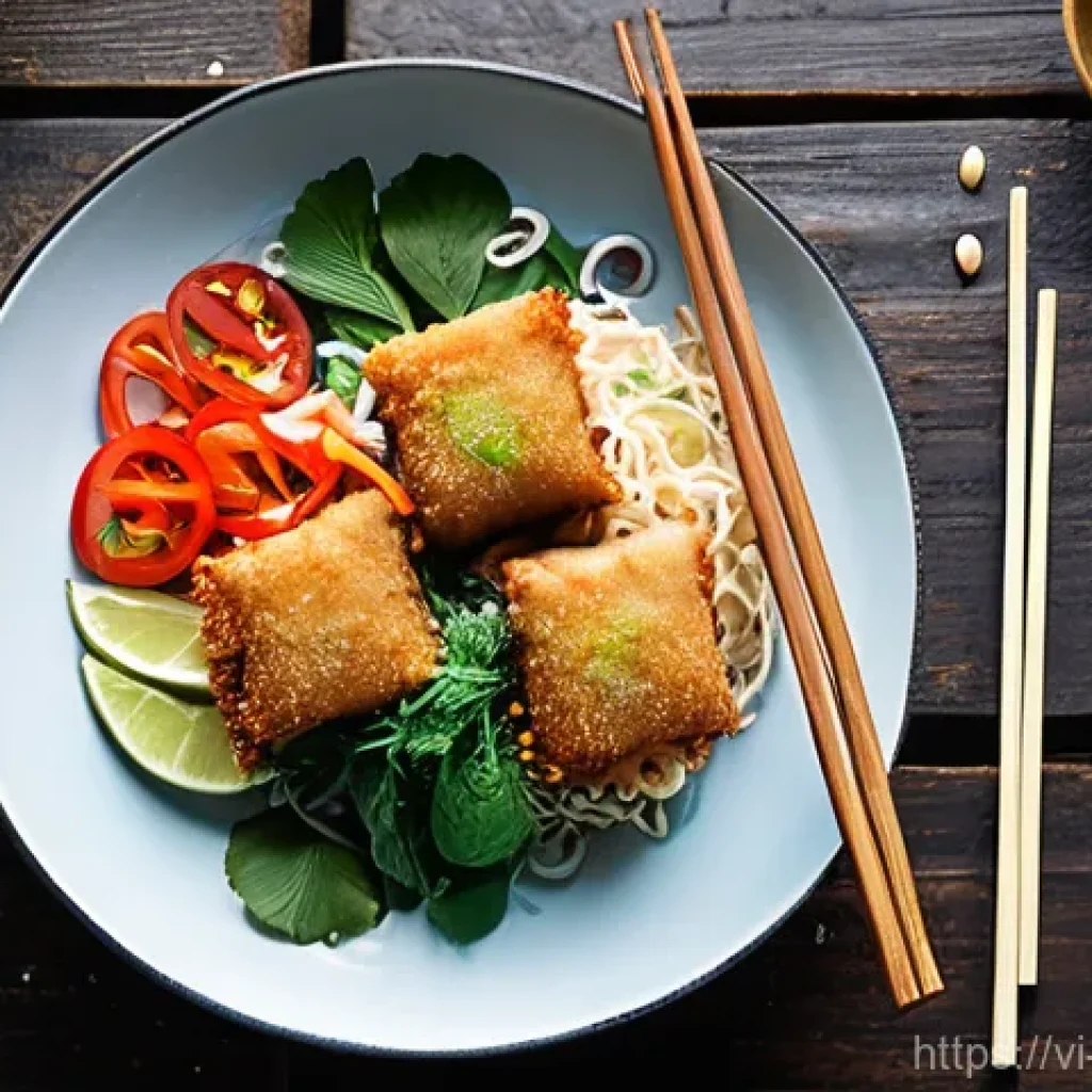 식물성 해산물의 시장 진입 전략 - **Prompt 1: A Vibrant Vietnamese Plant-Based Feast**
    A close-up, high-resolution food photograph...