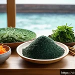 Home 19 식물성 해산물의 대체 단백질 원천 조사 - A vibrant Vietnamese kitchen scene showcasing a variety of plant-based seafood ingredients: fresh se...