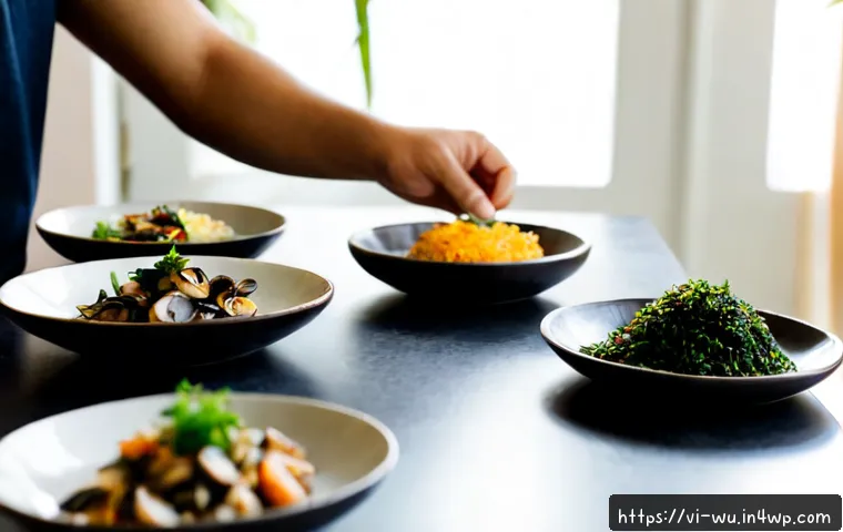 식물성 해산물의 맛 프로파일 개발 방법 - Photorealistic food development kitchen in Vietnam, Vietnamese culinary researcher comparing small b...